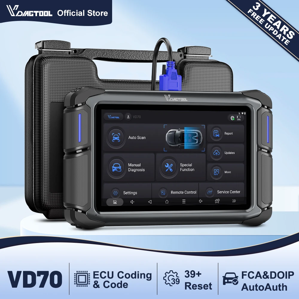 

VDIAGTOOL VD70 OBD2 сканер автомобильный диагностический сканер Automotivo сканер считыватель кодов 39, сброс кодирования ECU DOIP FCA программатор ключей