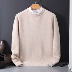 2024 Cashmere Sweater O-neck Pullovers Men's Loose Oversized M-5XL Knitted Bottom Shirt Autumn Winter New Korean Casual Men Top