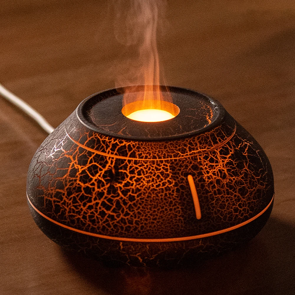 Volcanic Aroma Essential Diffuser 130ML USB Lava Flame Air Humidifier Ultrasonic Cool Mist Maker Fogger With LED Color Flame