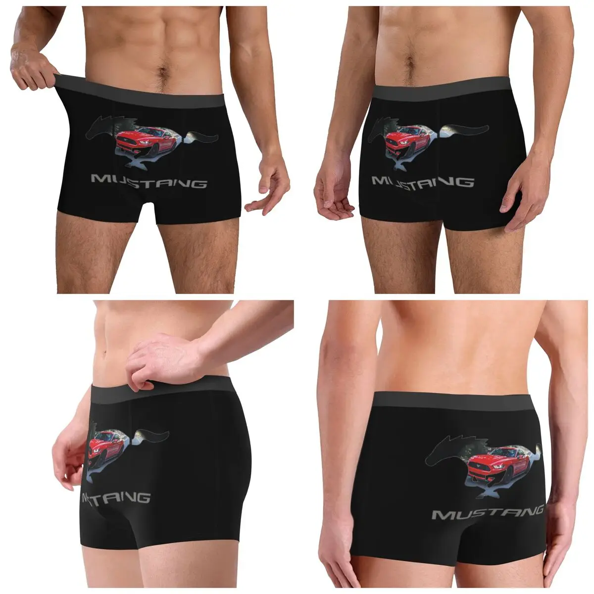 Boxer Underpants Shorts Ford Mustang GT Logo Emblem Design Panties Men Ventilate Underwear for Homme Man Boyfriend Gift