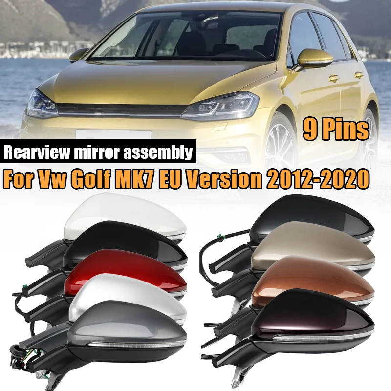 9 Pins Rearview Mirror Assembly For Vw Golf7 MK7 2012 2013 2014 2015 2016 - 2020 Euro Version Side Door Mirror Car Accessories