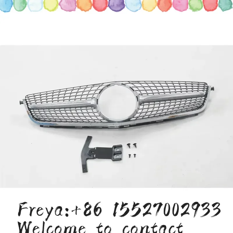 Racing Grill Front Grille Black/Silver Upper Bumper Hood Mesh Grid For W204 C63 Update 2012-2014 Only