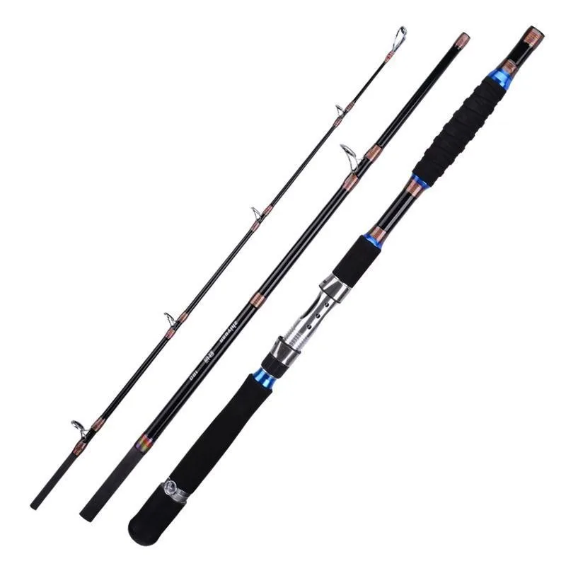 

2.1M 2.4M Portable Fishing Rod Travel Surf Saltwater Heavy 3-Piece Carbon Spinning Rod 30-50lb Boat Jigging Trolling Fishing Rod