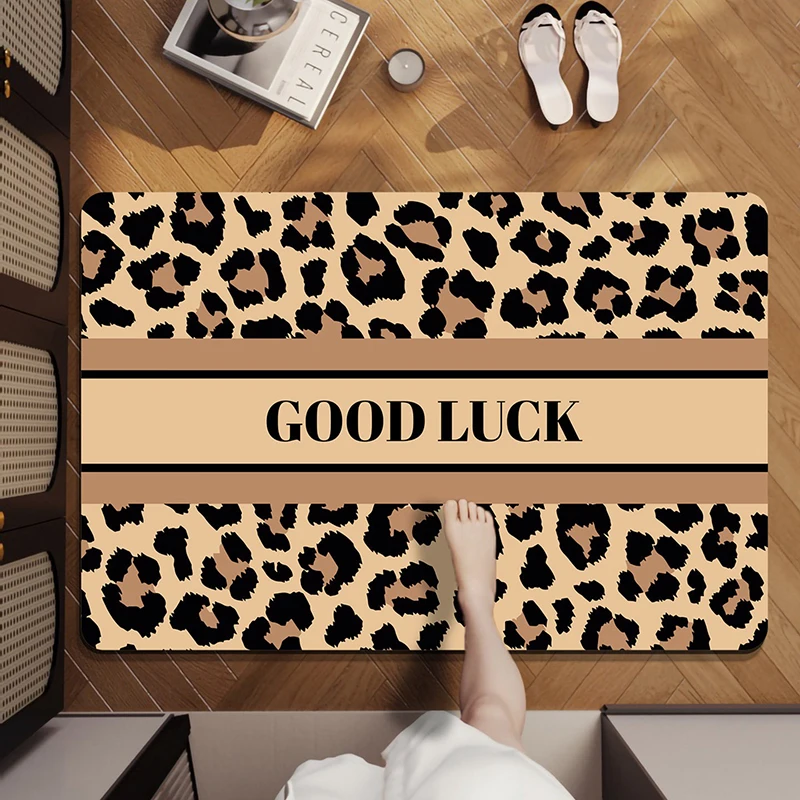 Bathroom Floor Mat Super Absorbent Non-slip Carpet Leopard Print Rug Anti-fouling Wear-resistant Home Decor Rugs Diatom Mud Mats