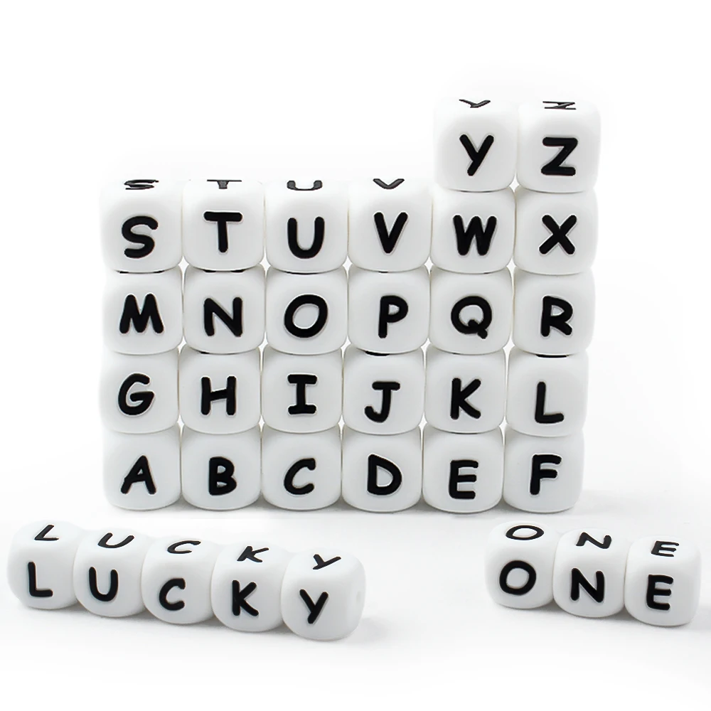 10 pezzi 12mm lettere perline in silicone perline alfabeto inglese per creazione di gioielli braccialetto fai da te nome personalizzato catena regalo BPA gratuito