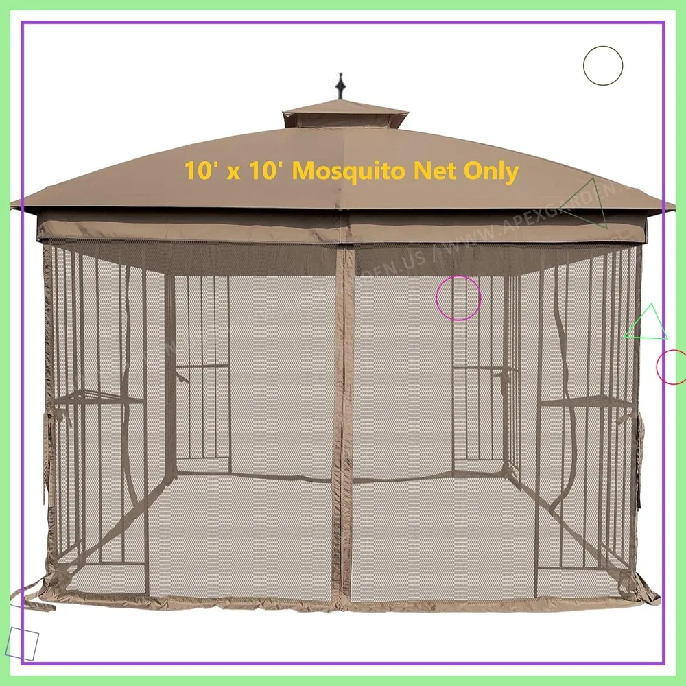 

10x10 ft Gazebo Replacement Mosquito Screen Netting for APEX GARDEN, Tan