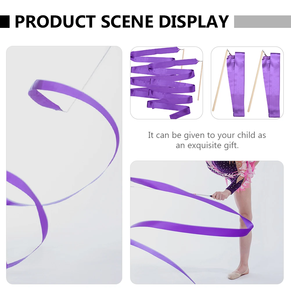 

4Pcs Gymnastics Colorful Dancing Streamers Rhythmic Ribbon Performance Circus Skills Training Dance Props