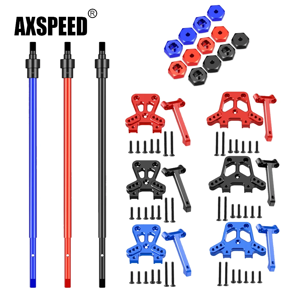 AXSPEED Aluminum Alloy Hex Adapters / Centra Drive Shaft / Front Rear Shock Mount for 1/18 Traxxas Latrax Teton RC Car Parts