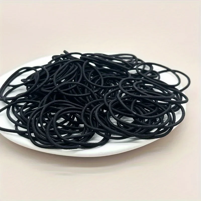 Black Elastic Hair Ties for Women Girls Hair Ropes Solid Color Ponytail Holders Simple Durable Girl Hair Accessoires