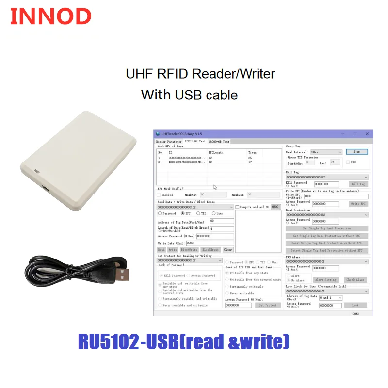 Lector y grabador RFID UHF para sistema de Control de acceso, dispositivo de largo alcance de 0 a 1,5 M, con Software de demostración gratuito,