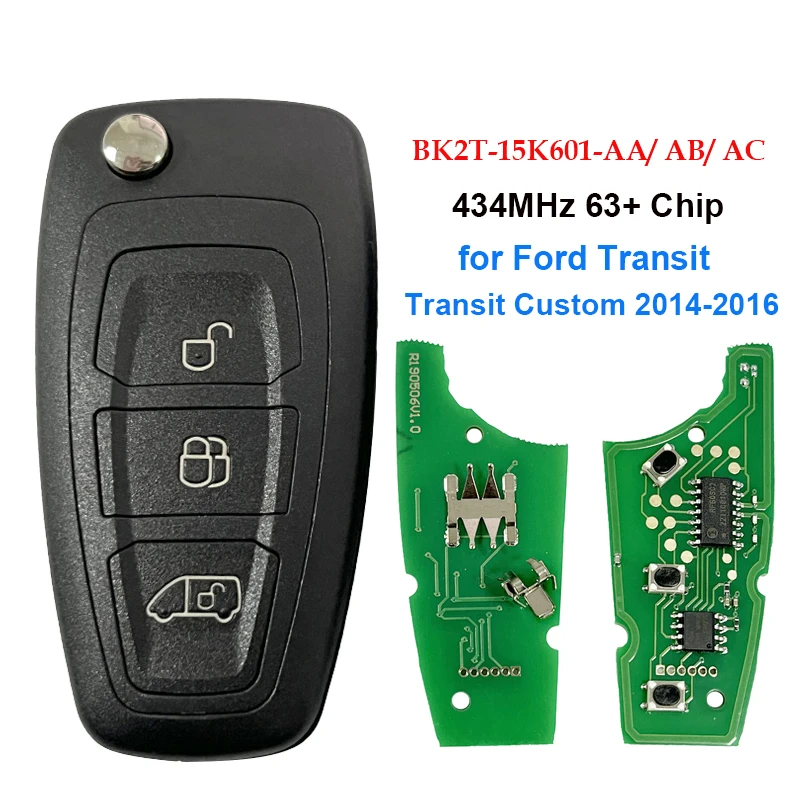 

CN018057 Flip Key for Ford Transit Custom 2014-2016 id63+ Chip 434MHz Original Auto Remote Key Fob BK2T-15K601-AA/ AB/ AC