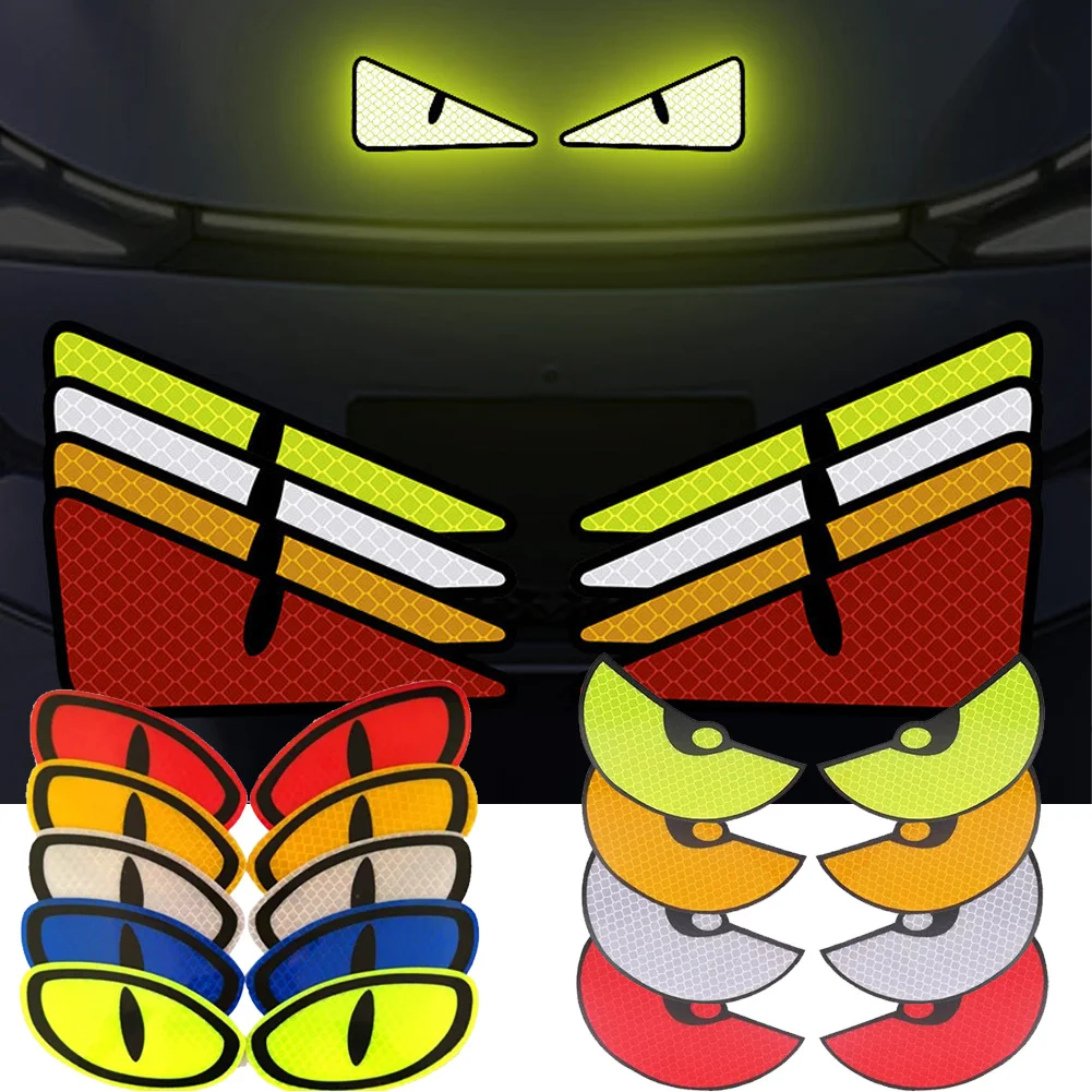 2 قطعة سيارة عاكسة تحذير ليلة القيادة السلامة الشارات العالمي السلامة ملصق عالية عيون عاكسة الشريط لخوذة دراجة السيارة