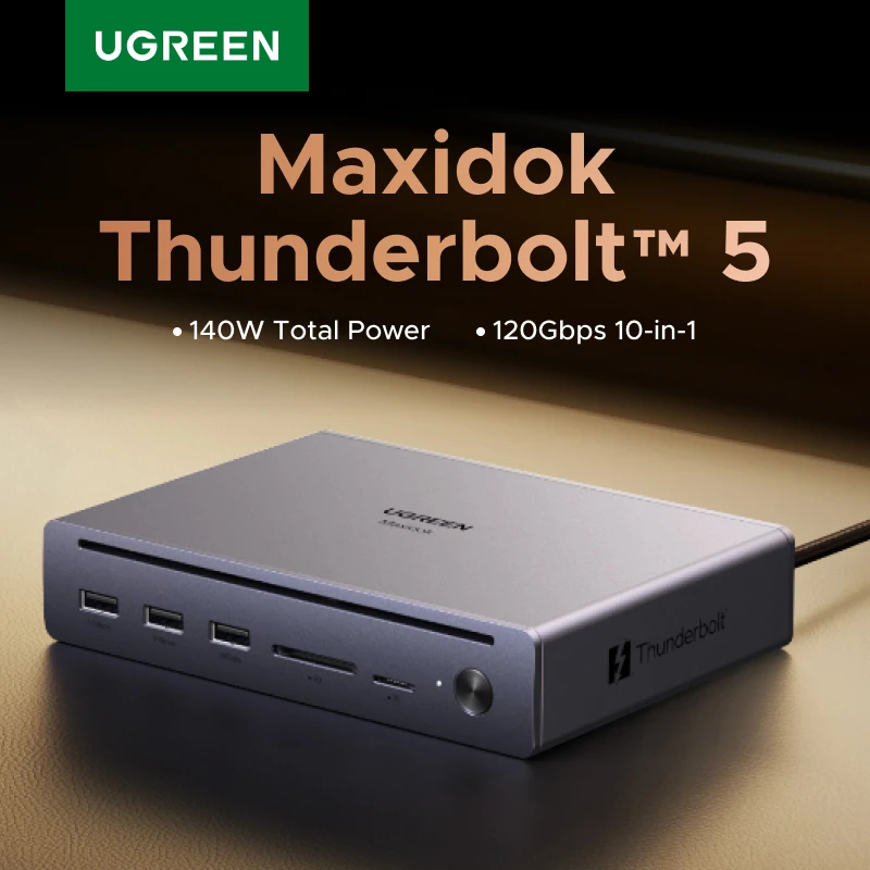 UGREEN Thunderbolt 5 Docking Station Triple 4K144Hz 3xTBT5 Port 120Gbps  DP2.1 Dual/Single 8K@60Hz 140W Power GigabitRJ45 SD/TF