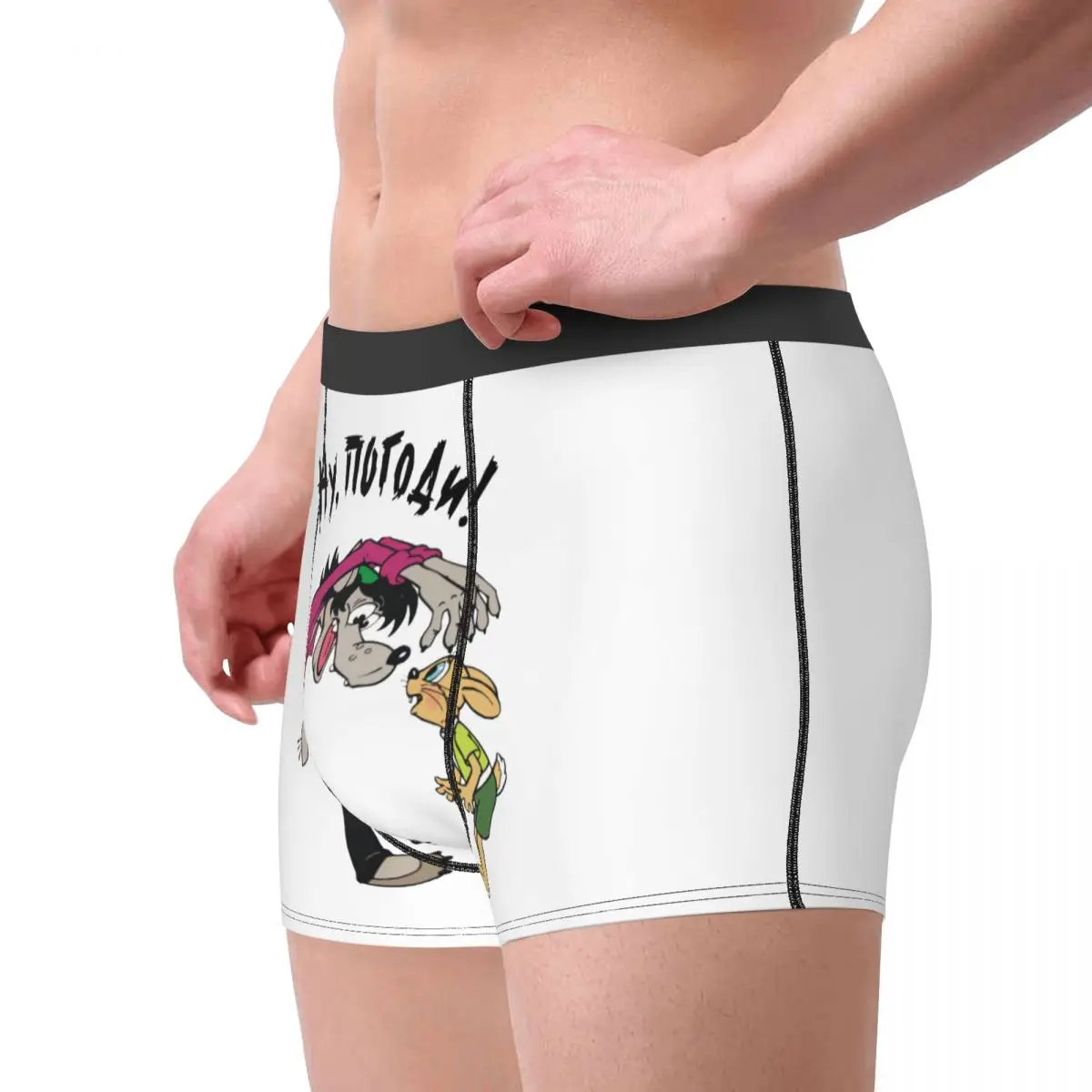 Nu Pogodi Wolf And Rabbit Men Underwear Russian Boxer Briefs Shorts Panties Novelty Breathable Underpants for Male S-XXL