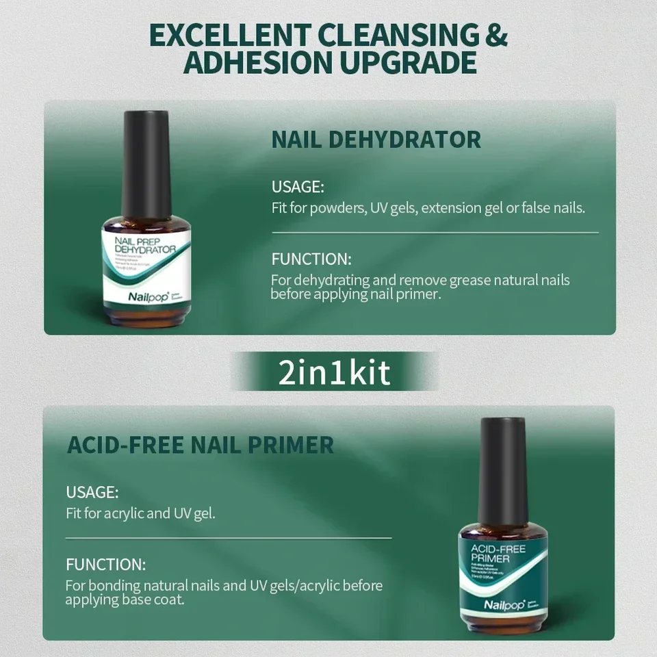 DESHIDRATADOR Y PRIMER ÁCIDO FREE PARA UÑAS, PREPARACIÓN NATURAL, ADHESIVO Y BONDING, PARA ESMALTE EN GEL 5