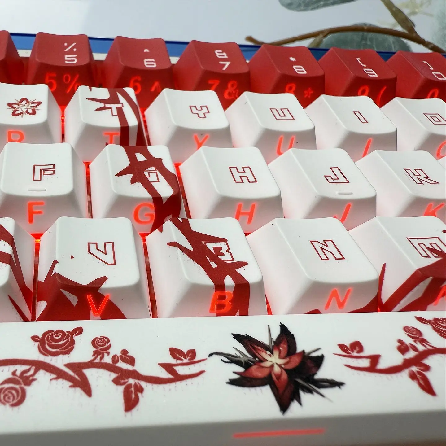 Wuthering Waves Keycaps Anime Camellya Theme Keycap Game Key Cap 100 Keys PBT DYE SUB Cherry MX Switch for 61/63/64/83/87