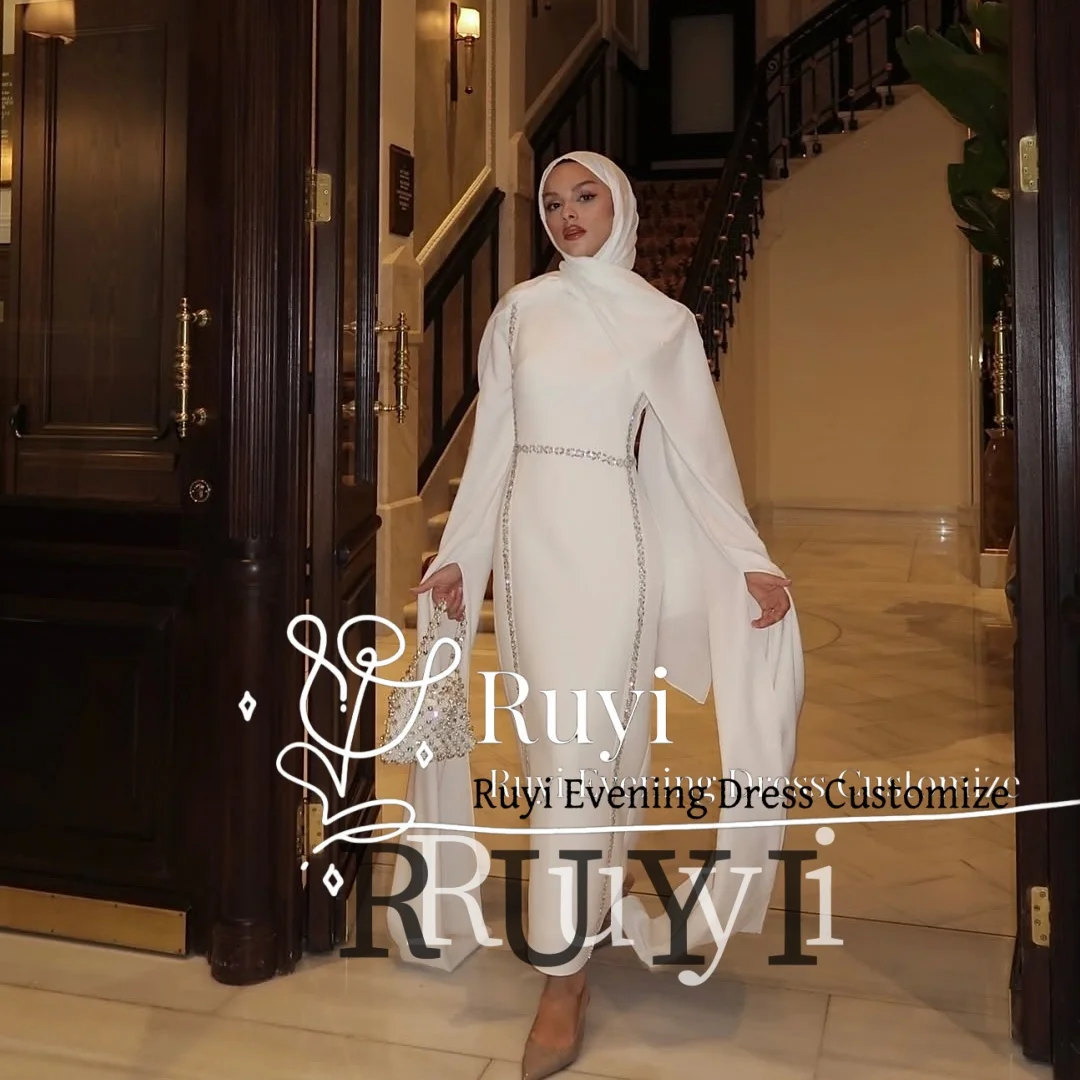 

Customized Off White Long Slit Sleeves Evening Dresses 2025 Women Wedding Elegant Party Dress with Sequins Prom Gown