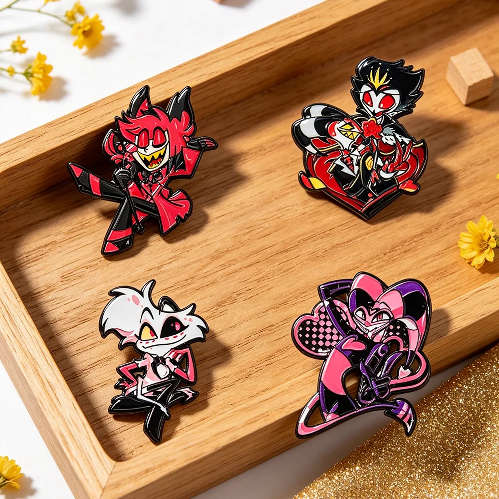 4pcs Set Cool Cartoon Enamel Pins Collection Fashion Lapel Badges for Clothes And Backpacks Unique Weird Souvenir Jewelry