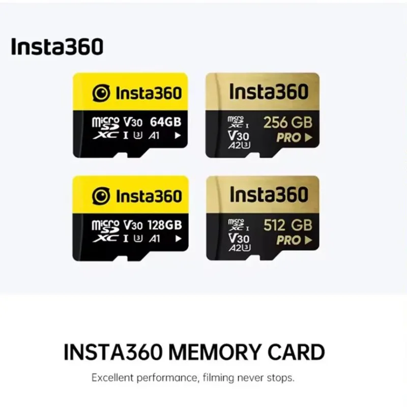Carte mémoire pour Insta360 X4 X3 Ace Pro2 ONE X2 RS Cartes mémoire Micro SD 64G/128G/256G Haute vitesse Accessoires d'appareil photo vidéo originaux
