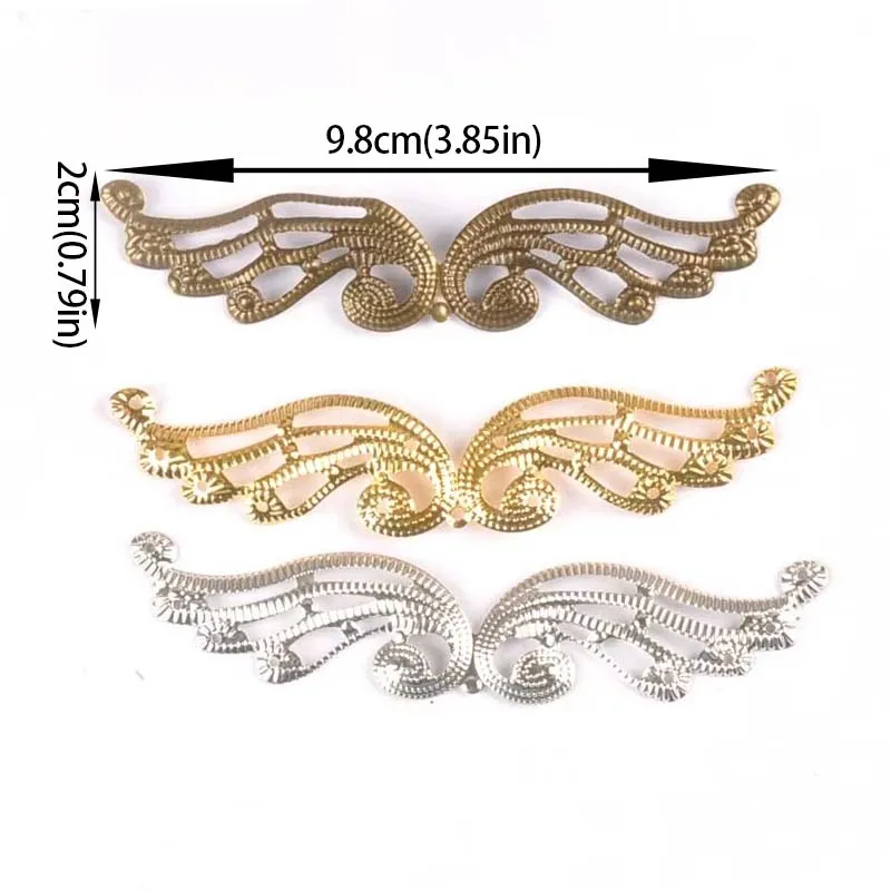 10Pcs 3 color Filigree Wraps Flower Connectors Metal Crafts Gift Decoration DIY Findings Jewelry Making 98x20mm YKL0743