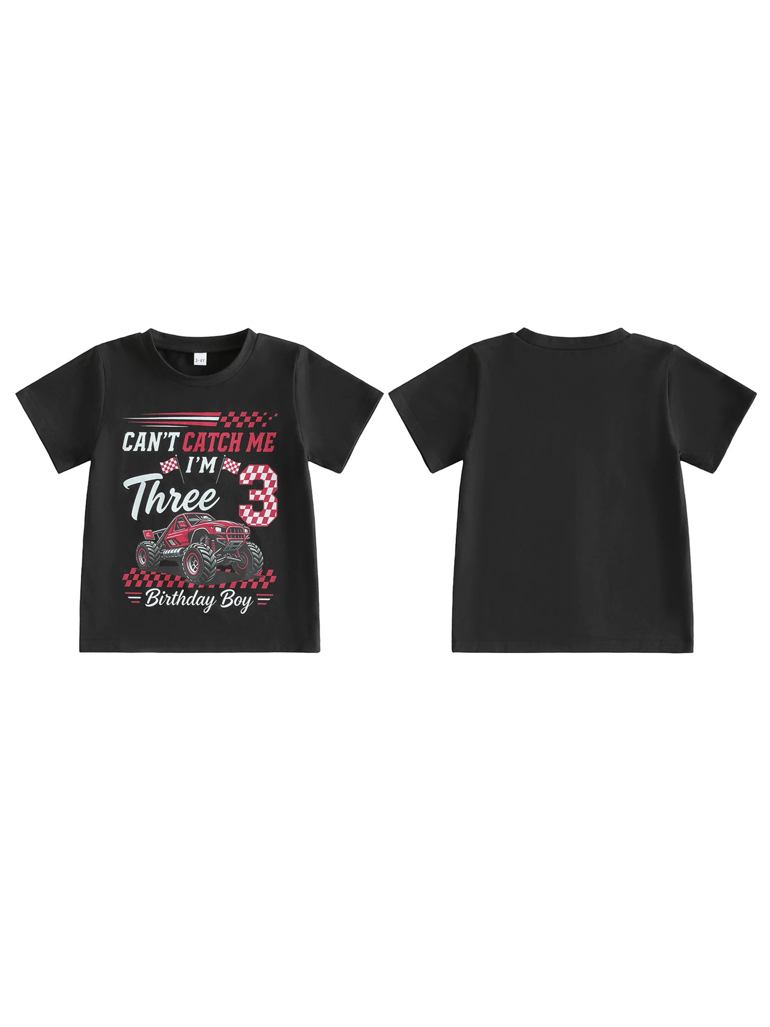 Tops Neck Sleeve Toddler-Boy-3 Rd Truck Print Tops 3 Rd Birthday T Boy 3 Rd Boy-3 Rd-Birthday Toddler Boy 3Rd
