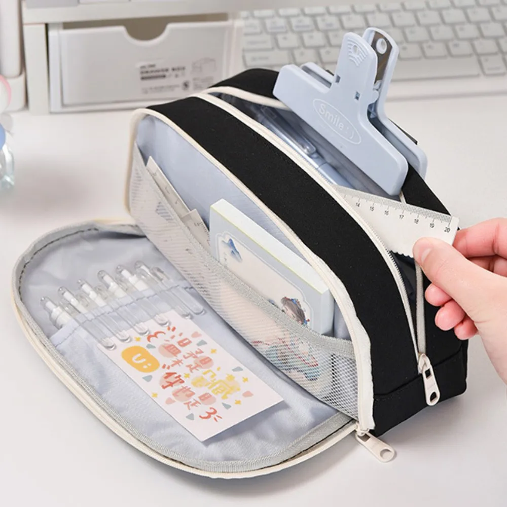 Большая красота, вместительная двухслойная сумка для ручек, сумка для хранения для девочек, собака, ручка на молнии, фоторучка, сумка для хранения канцелярских принадлежностей для студентов