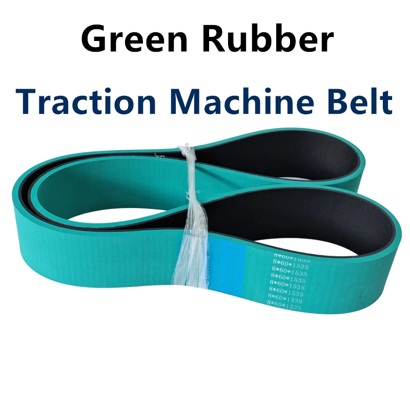 Green Black Rubber Flat Bands Belt Cable Traction Belt 60mm Wide X 1535mm Long Internal Perimeter X 8mm Total Thickness Timing