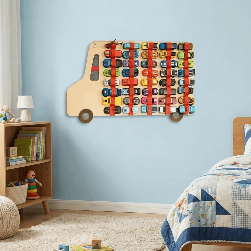 Large Capacity Scale Cars Storage Bag Space Saving Felt Toy Car Display Rack with Display Pockets Decorative Toy Car Organizer