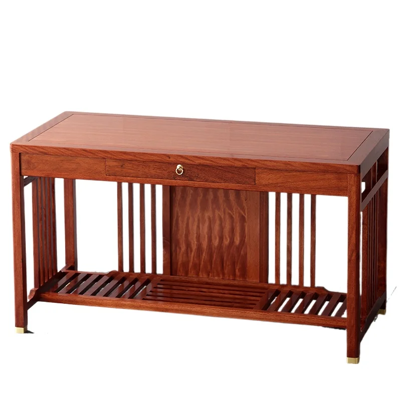 

New Chinese style all solid wood desk simple desk golden rosewood calligraphy painting table log writing desk