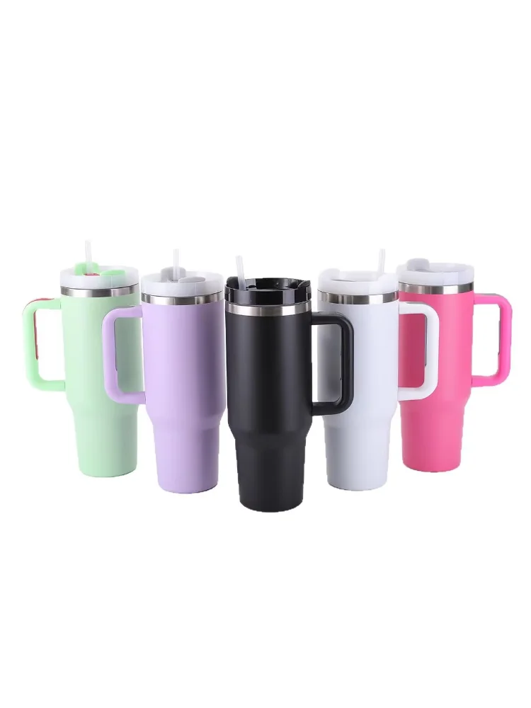 Steel Large Capacity 40oz Travel Sports Vacuum Straw Mug Hot Ice Cooler Vacuum Flask Water Bottle