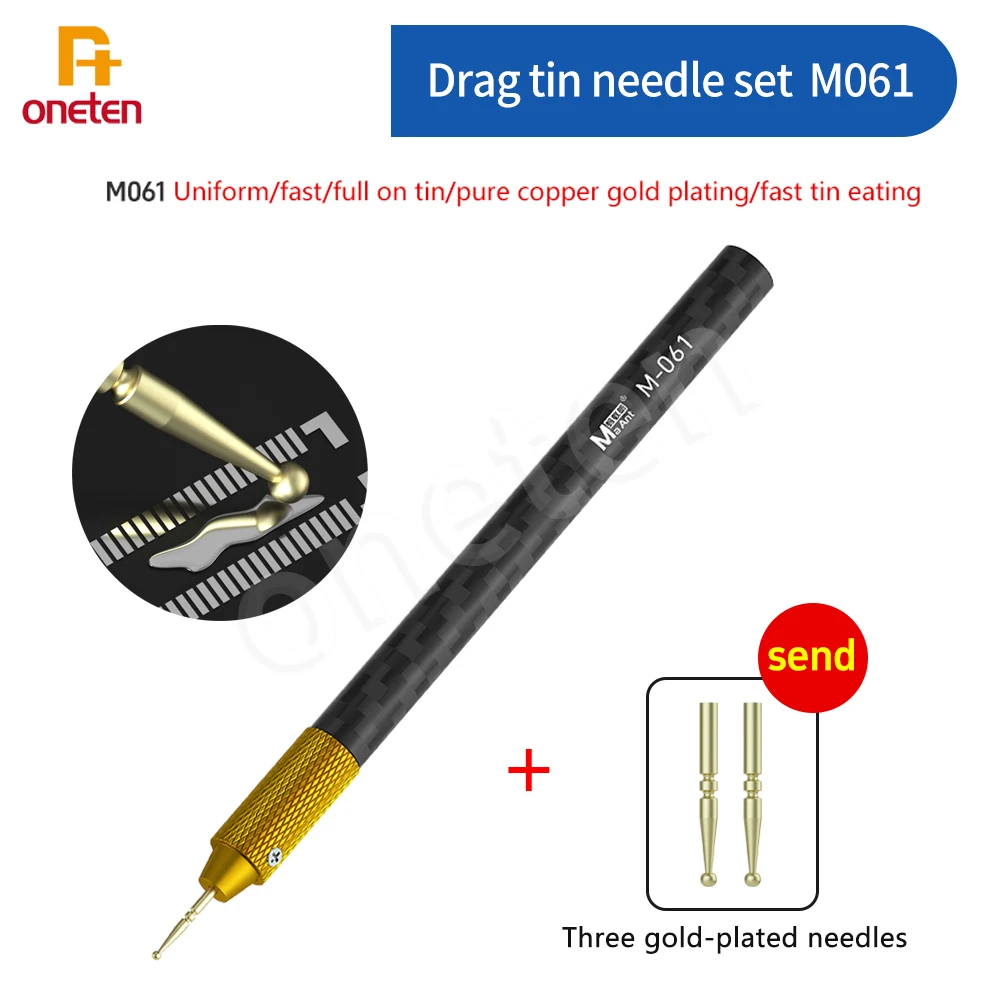 MaAnt M061 Tin Drag Needle Gold Plated FPC Connector Reballing Bar Carbon Fiber Handle Motherboard FPC Flex Cable Repair Tools