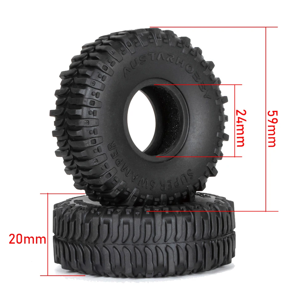 1.0Inch Soft Rubber Wheel Tires 59X20mm Rock Terrain for 1/24 RC Crawler Car Axial SCX24 TRX4M