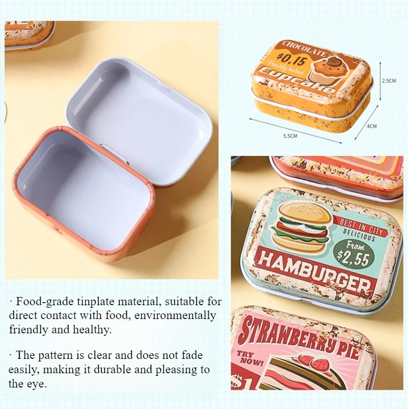 1Pc Flip Top Rectangular Tin Box Portable Mini Metal Storage Case For Candy Paperclips Small Decorative Iron Container