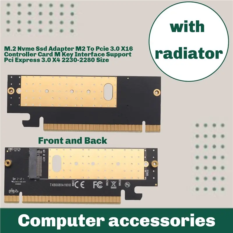 ABRI-3X M.2 Nvme Ssd Adapter M2 To Pcie 3.0 X16 Controller Card M Key Interface Support Pci Express 3.0 X4 2230-2280 Size
