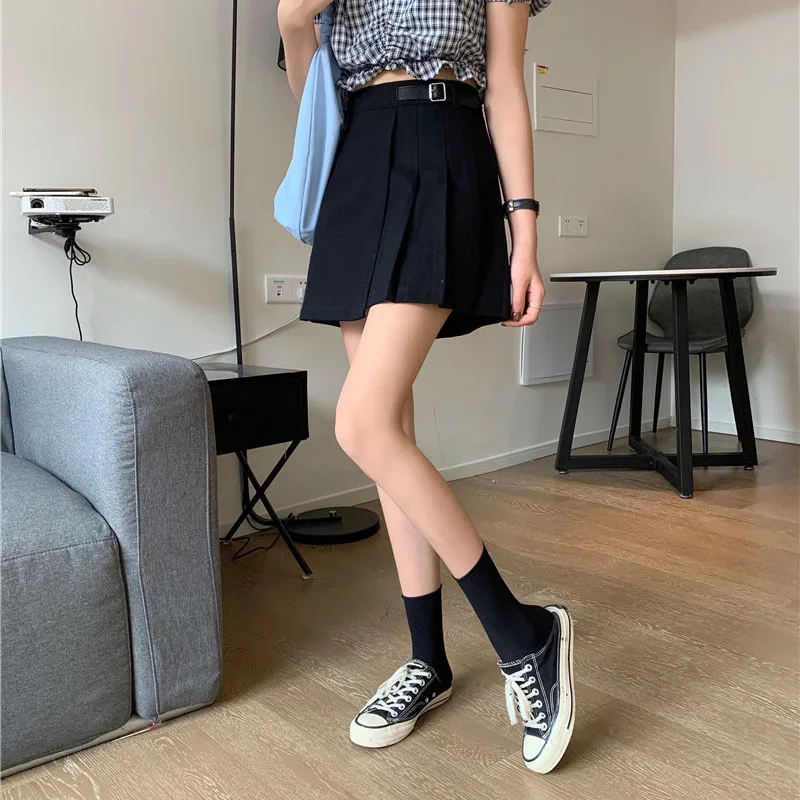 플리츠 스커트 여성 새시 미니 한국 스타일 트렌디 인기 세련된 Ulzzang All-match Club 여성 하단 귀여운 Y2k College Leisure