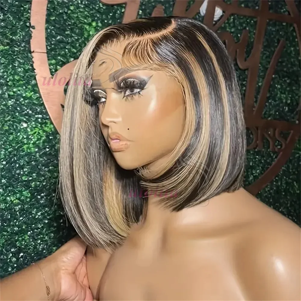 P1B/27 Highlight Wig Human Hair Bob Wig Short Bone Straight Bob Wig Lace Front Human Hair Wigs Piano Cheap Wig On Clearance Seal