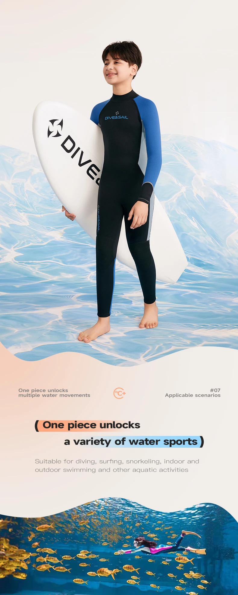 Teenager Jungen Mädchen Neoprenanzüge 2,5 mm Neopren-Tauchanzüge hält warm, einteilige Badeanzüge, Strandkleidung zum Schwimmen, Surfen, Tauchen – Detail 6