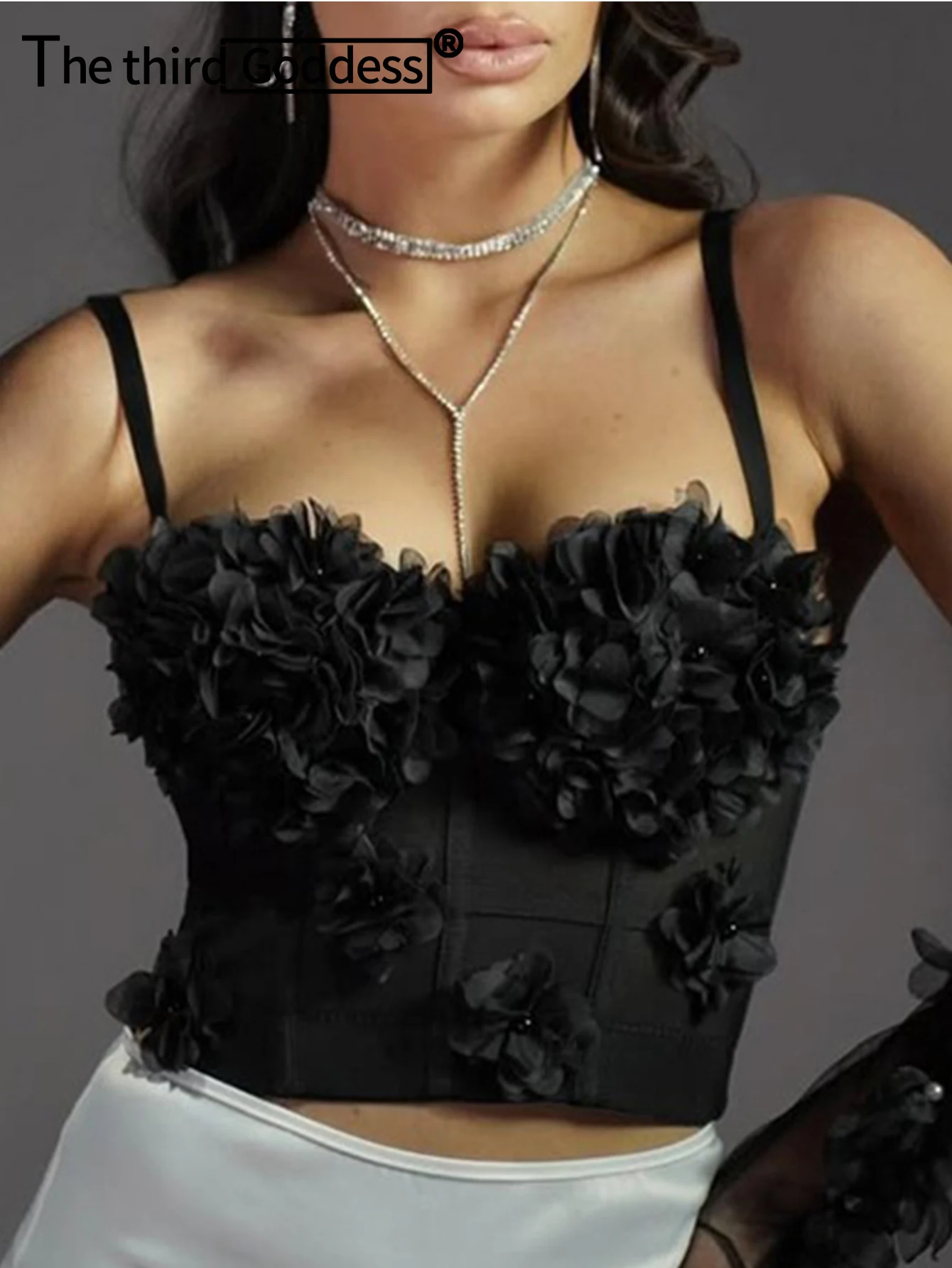 

Sexy see through mesh flower corset crop top women summer club party tops woman 2025 cropped black halter tank top street wear