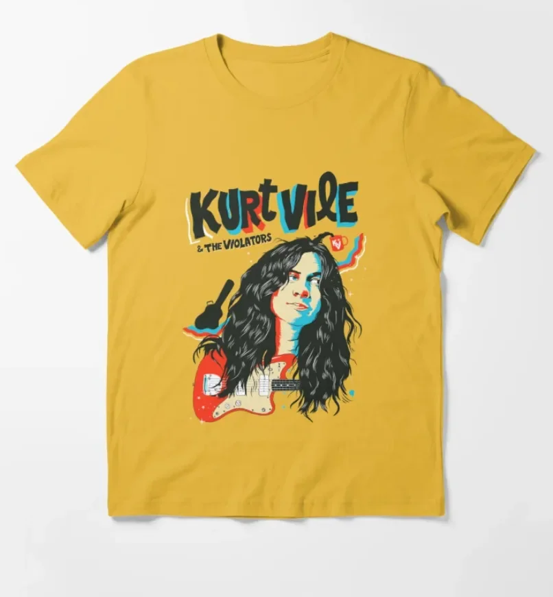 Vtg Kurt Vile Music Star Cotton Yellow Full Size Men Women Shirt Bl032