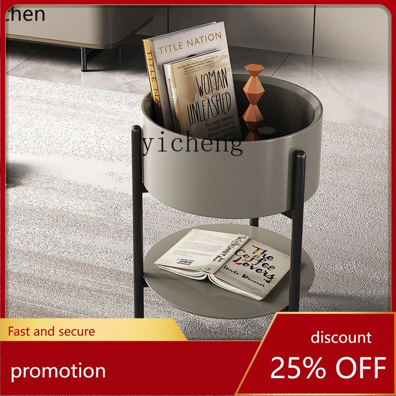 

YFY Light Luxury Sofa Side Table Sofa Corner Table Paint Flower Nordic Tea Table round