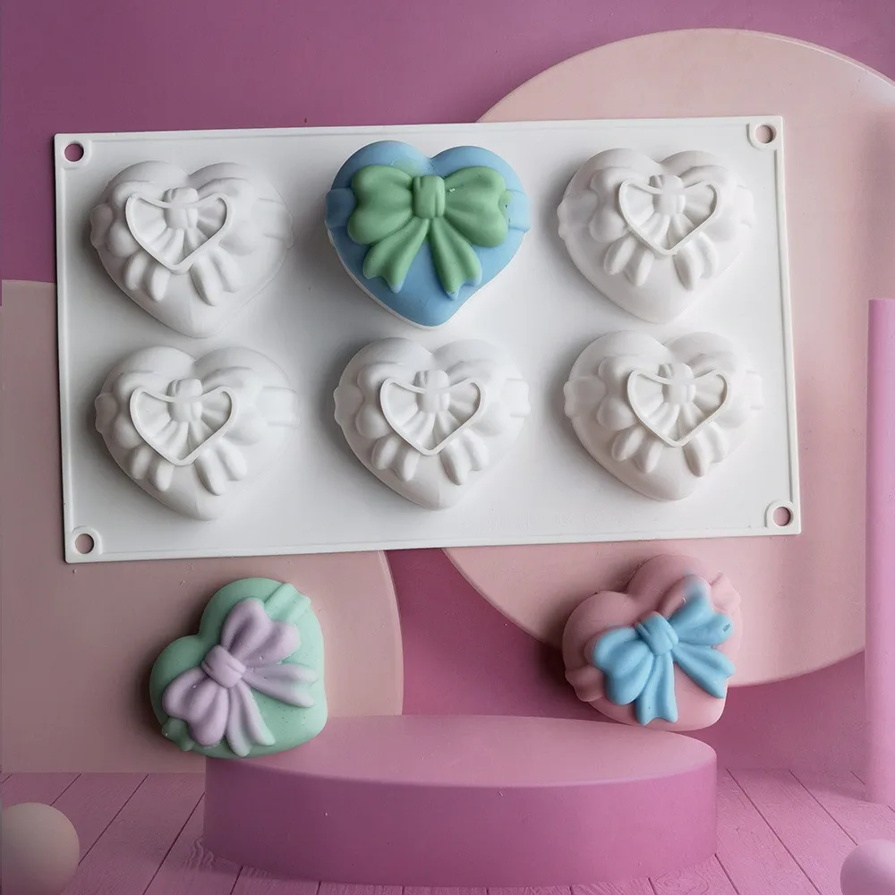 

Valentine's Day Love Mousse Cake Mould Single Bow Love Heart Silicone Mould DIY Chocolate Mold French Heart Cake Mould