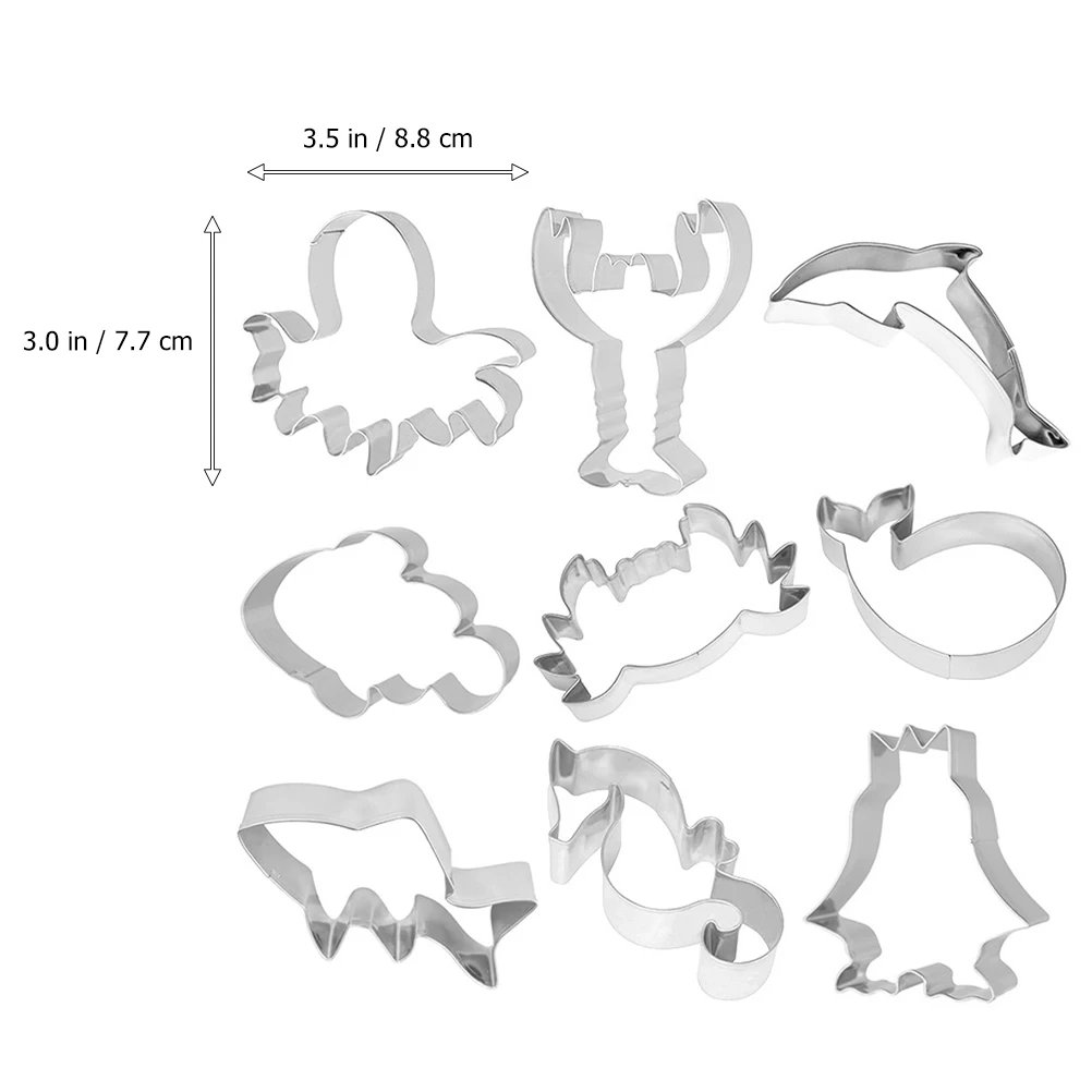 

9pcs Sea Animal Cookie Set Stainless Steel Baking Mold DIY Creative Oven Shape Fish Biscuit Maker Cake Tools