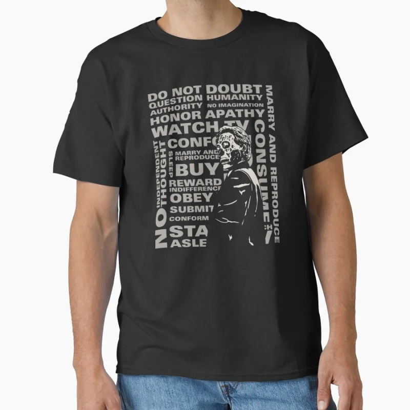 

Carpenter They Live 80s movie propaganda 80s Vintage Scary Haloween Gift t shirt Large size Tops Scifi Graphic Clothes