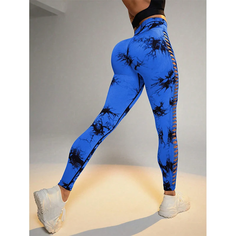 Spring Summer Elastic Gradient Hollow Out Tie Dye Leggings Women Harajuku Y2K Casual Fashion Slim Sexy Yoga Pants Female Clothes