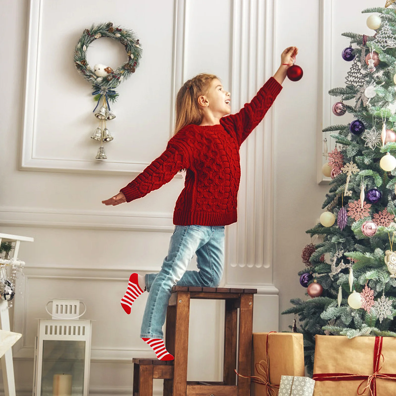 

5Pair Kids Christmas Socks Cotton Warm Winter Socks for Children 15-17cm Foot Length Soft Comfortable Stockings