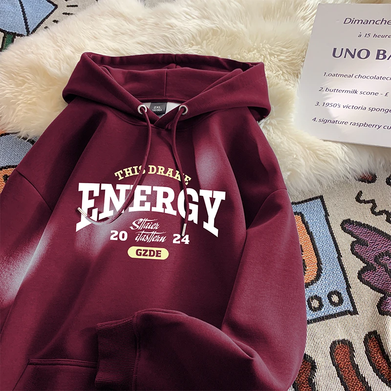 

Мужская толстовка большого размера в американском винтажном стиле с буквенным принтом, повседневный модный брендовый свитшот для пар, осенне-зимний вариант