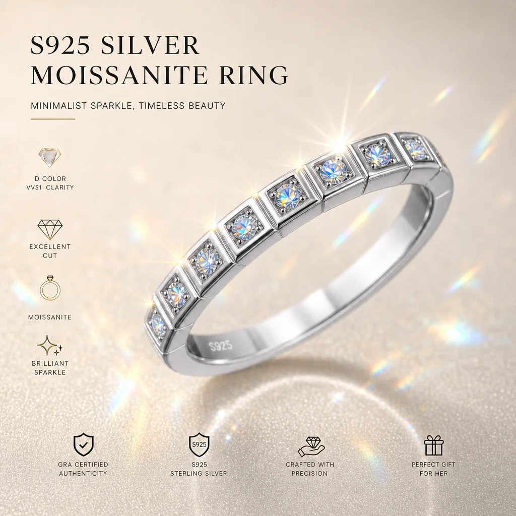 Women's Moissanite Rings With GRA Certificate S925 Sterling Silver Luxury Band Sparkling Rings Wedding Anniversary Party Gifts