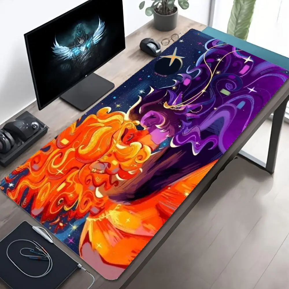 XXL Mousepad Starry Galaxy Sun Moon Lovers Deskmat Non‑Slip Rubber Gaming Mouse Mats Overlocked Gamer Computer Accessories