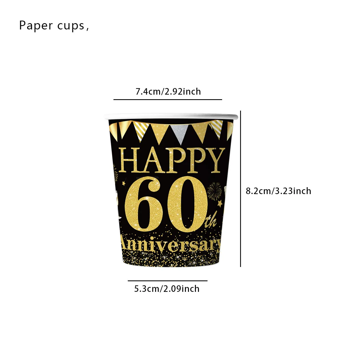 40 50 60. Geburtstag Dekorationen Pappbecher Einweg-Trinkbecher Gold und Schwarz Party Männer Frauen Geburtstag Jubiläumszubehör – Detail 4
