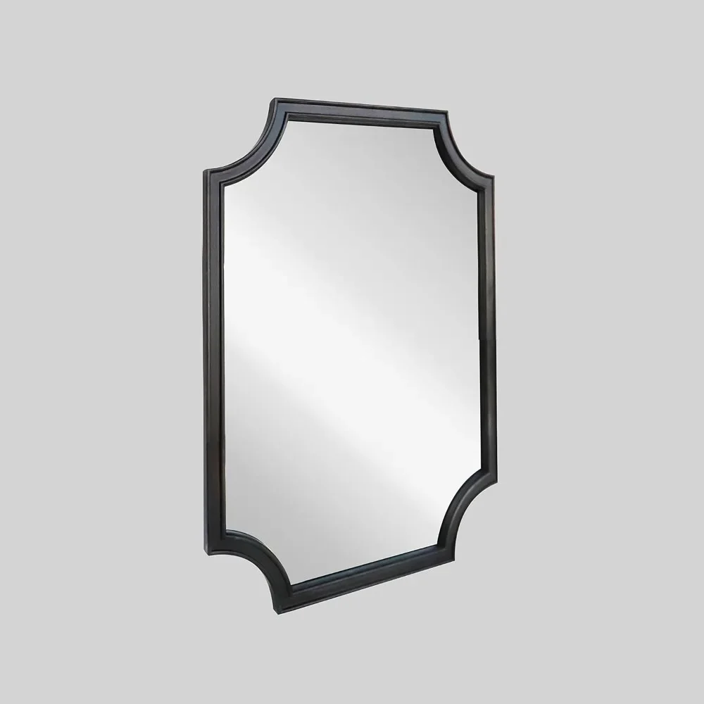 Espelho de parede retangular de arco de cantos recortados completos com moldura de madeira para entrada, sala de estar, quarto - grande 20x30 decoração de casa